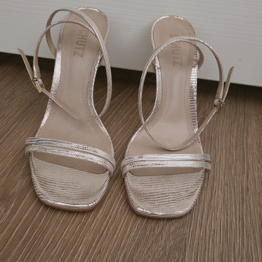 Schutz Gold Strappy Heels